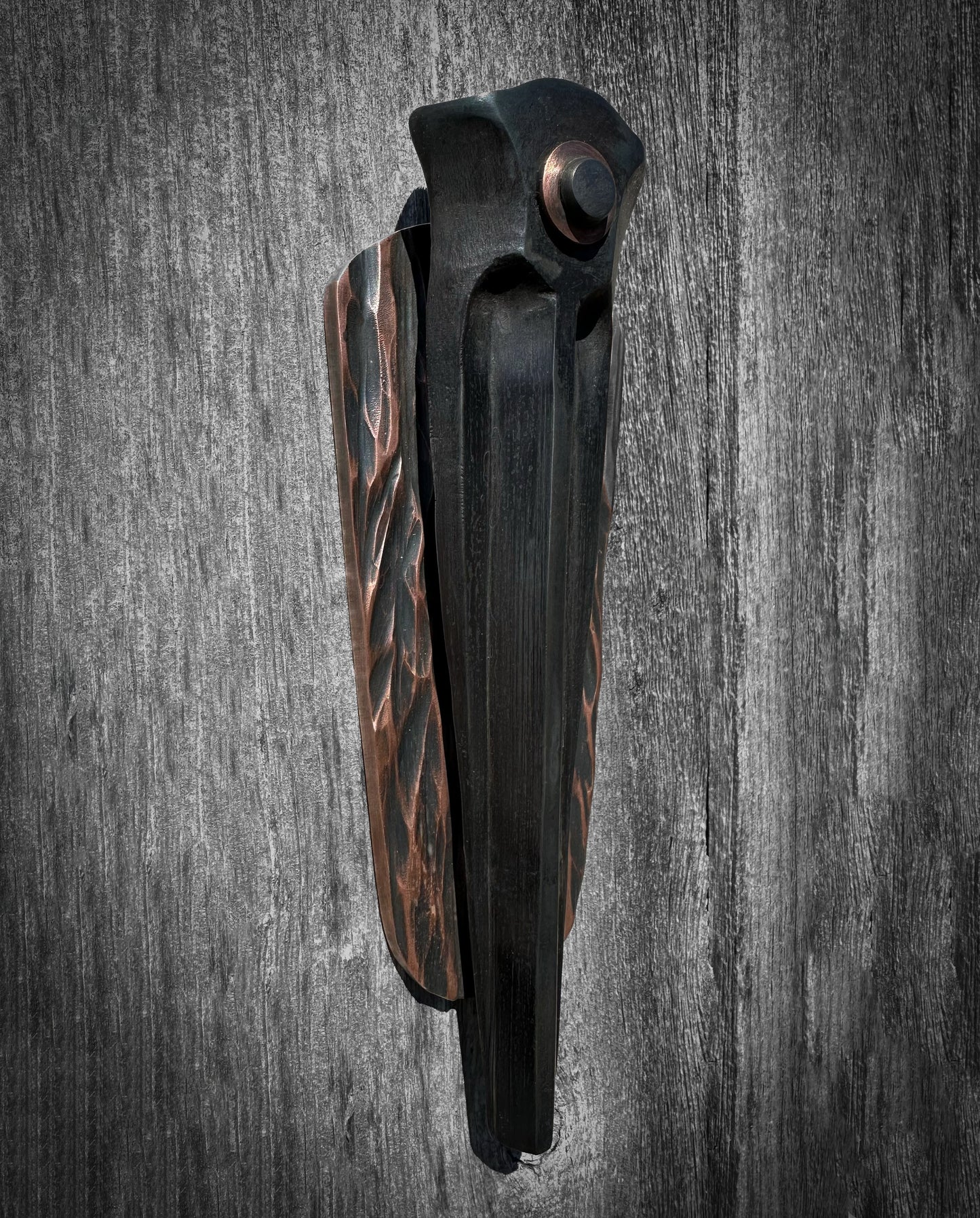 Sculpture Forged steel, copper - hot wax finish