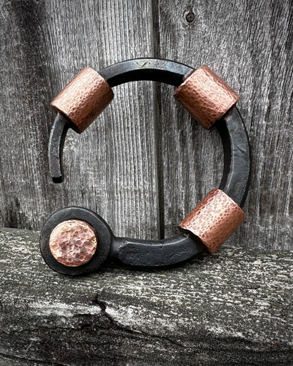 Forged steel, cast & hammered copper, with waxed hot finish