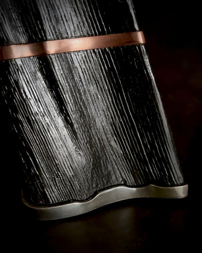 Forged steel, copper & burnt oak - varnished finish