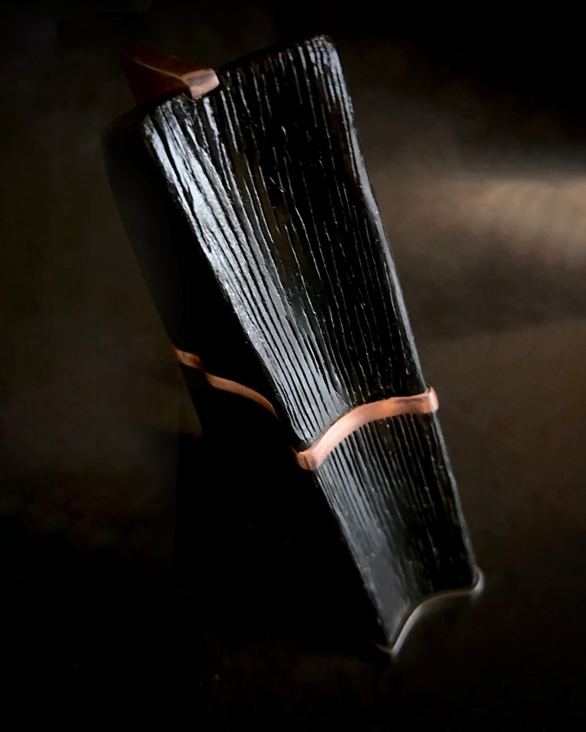 Forged steel, copper & burnt oak - varnished finish