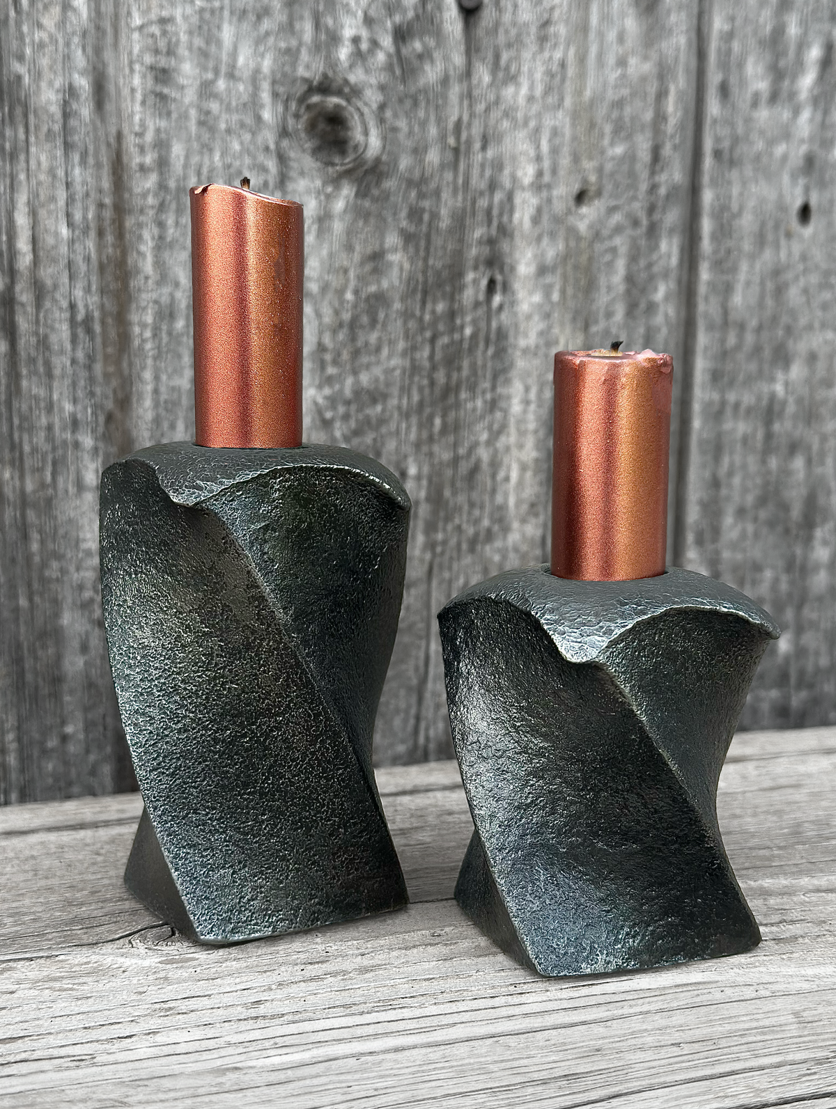 Solid Steel Candleholders