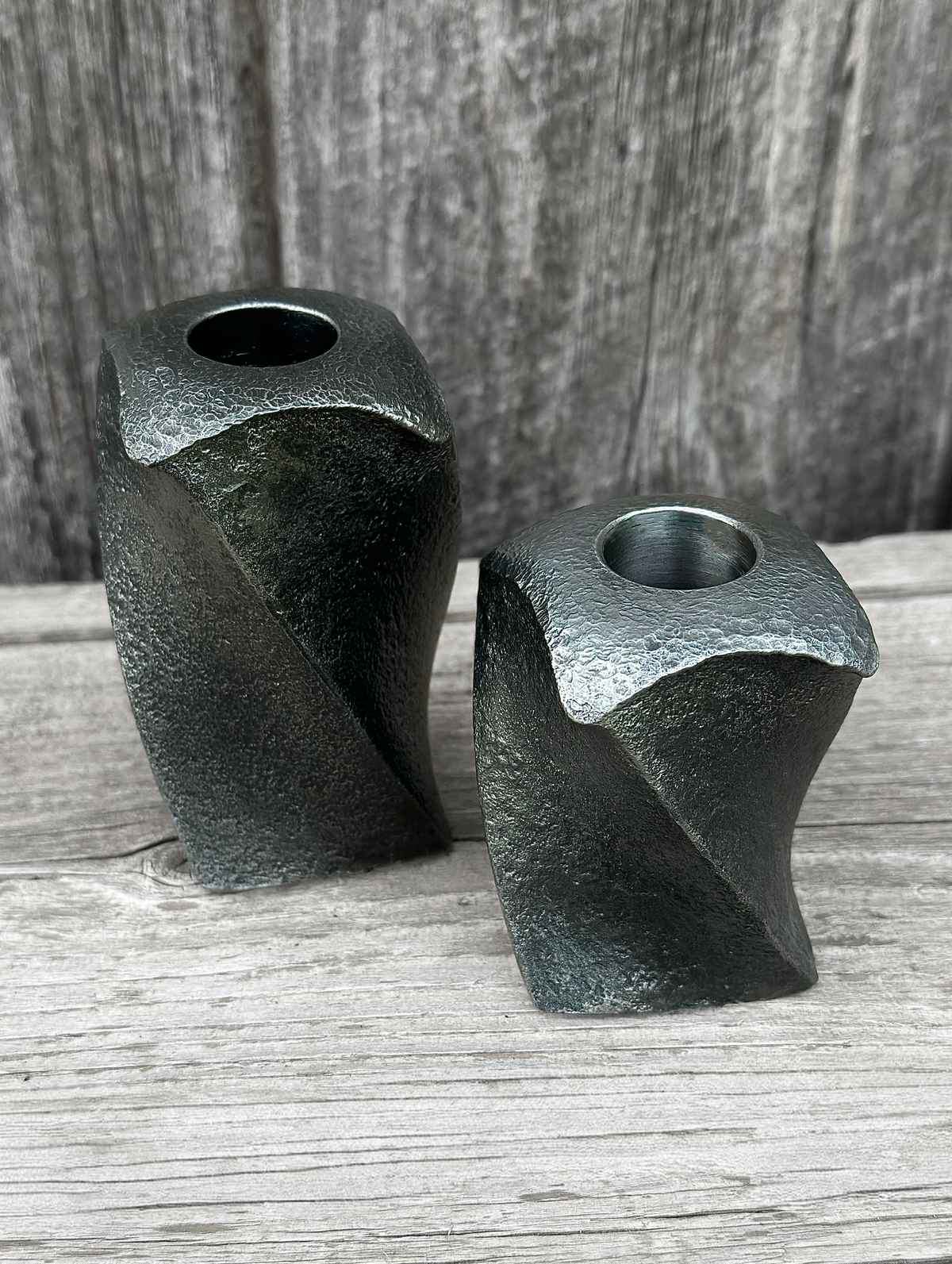 Solid Steel Candleholders