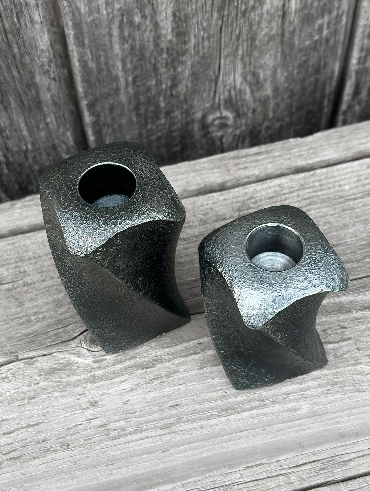 Solid Steel Candleholders