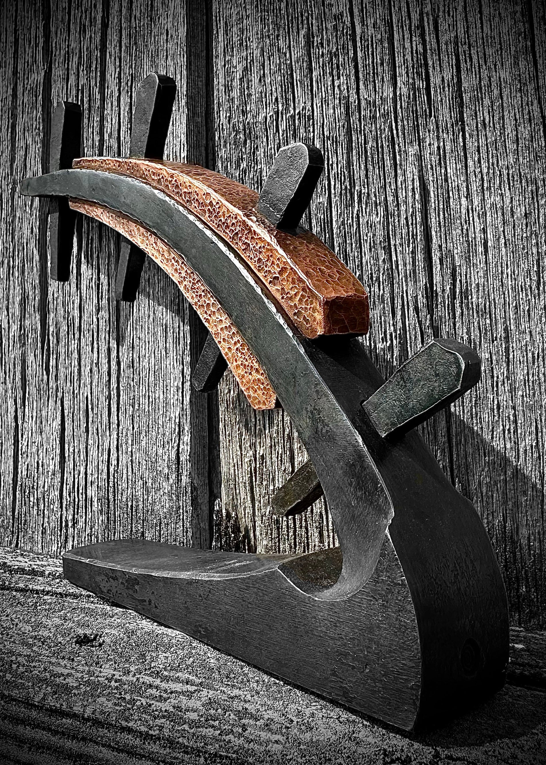 Inflection Sculpture Forged steel, copper - hot wax finish