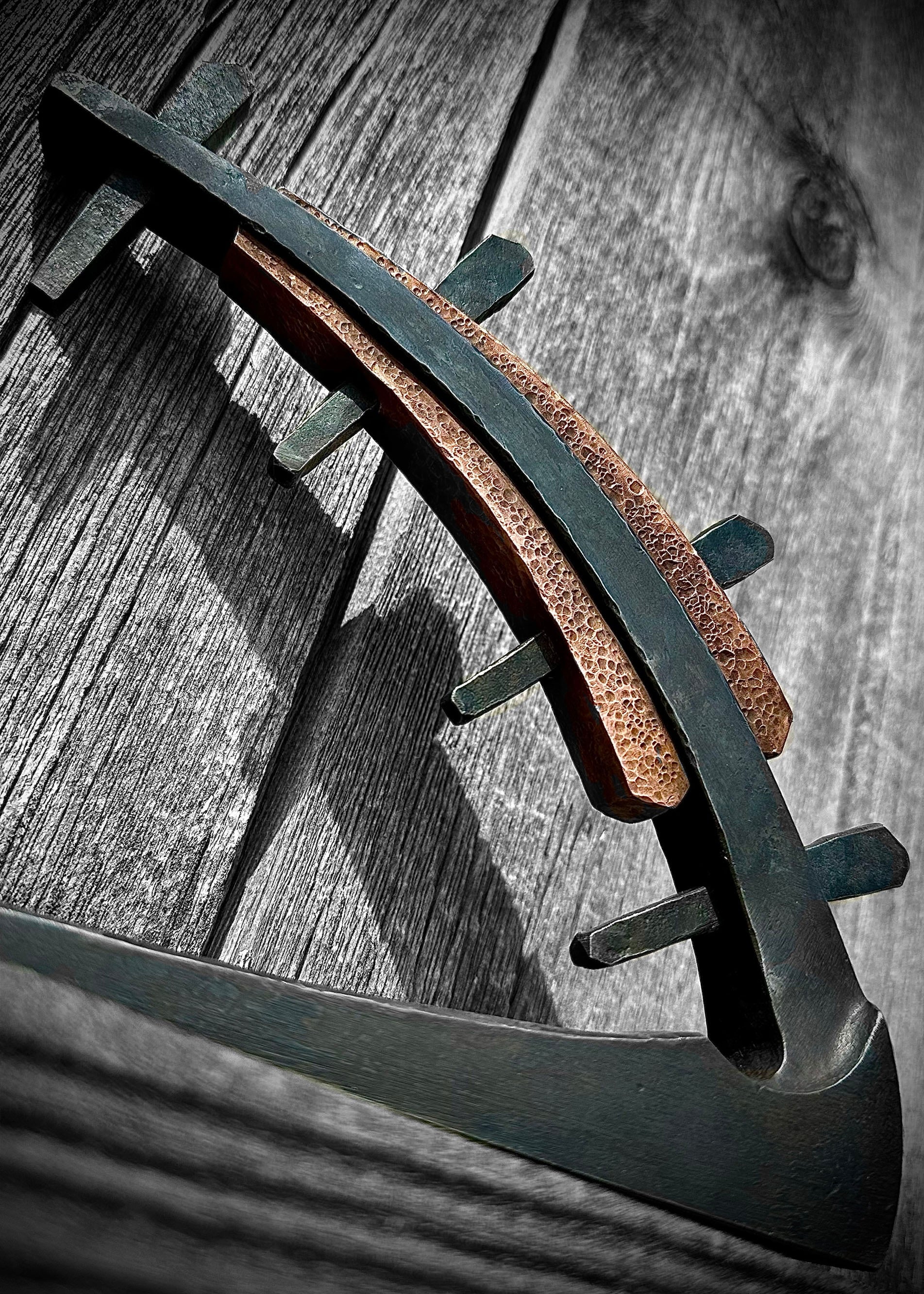 Inflection Sculpture Forged steel, copper - hot wax finish