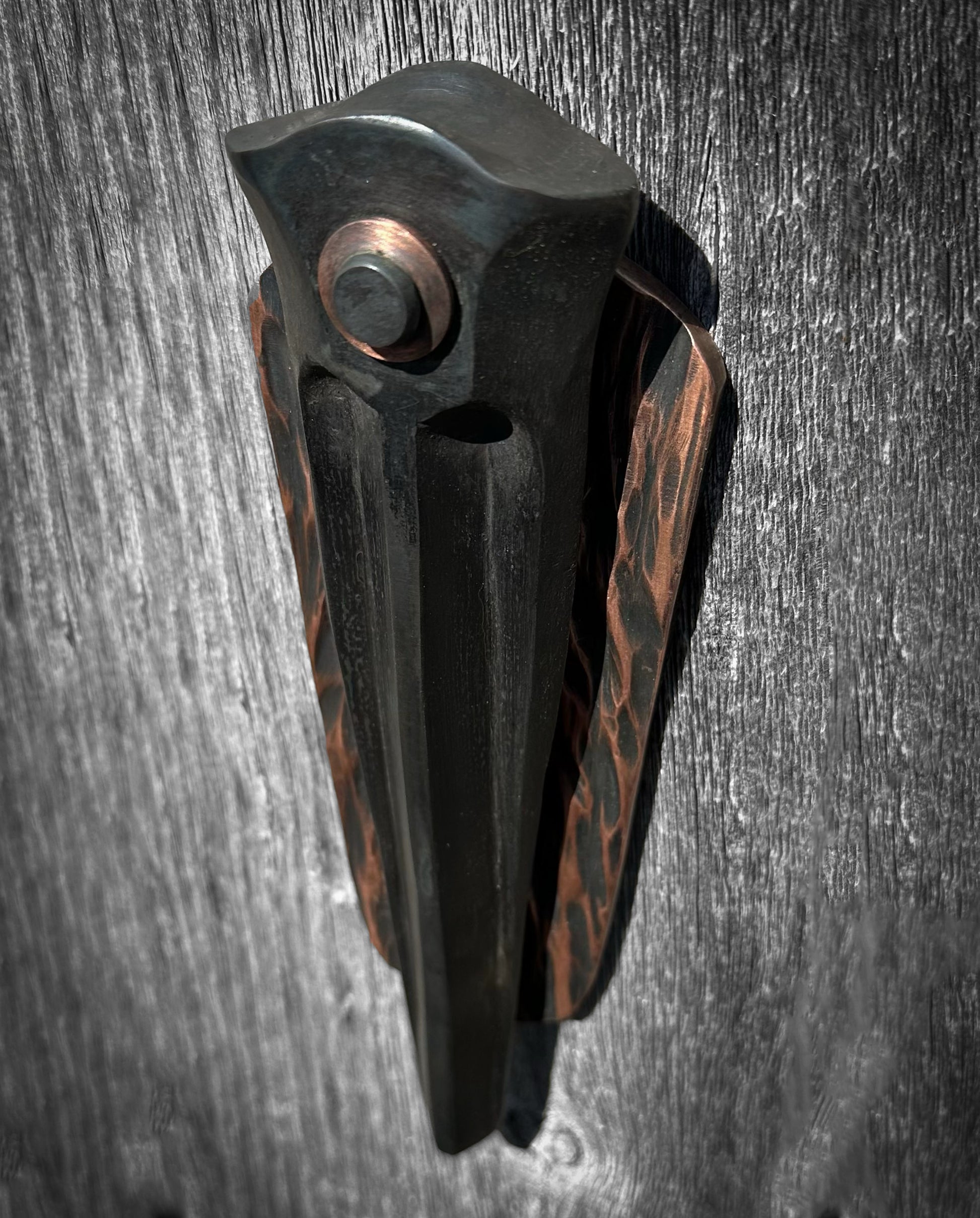 Sculpture Forged steel, copper - hot wax finish