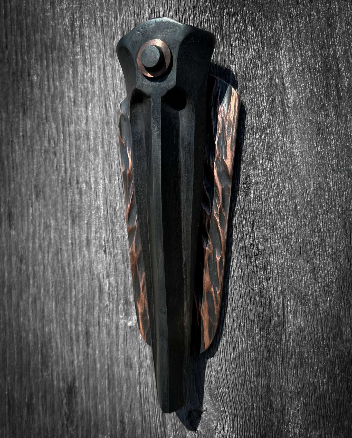 Sculpture Forged steel, copper - hot wax finish