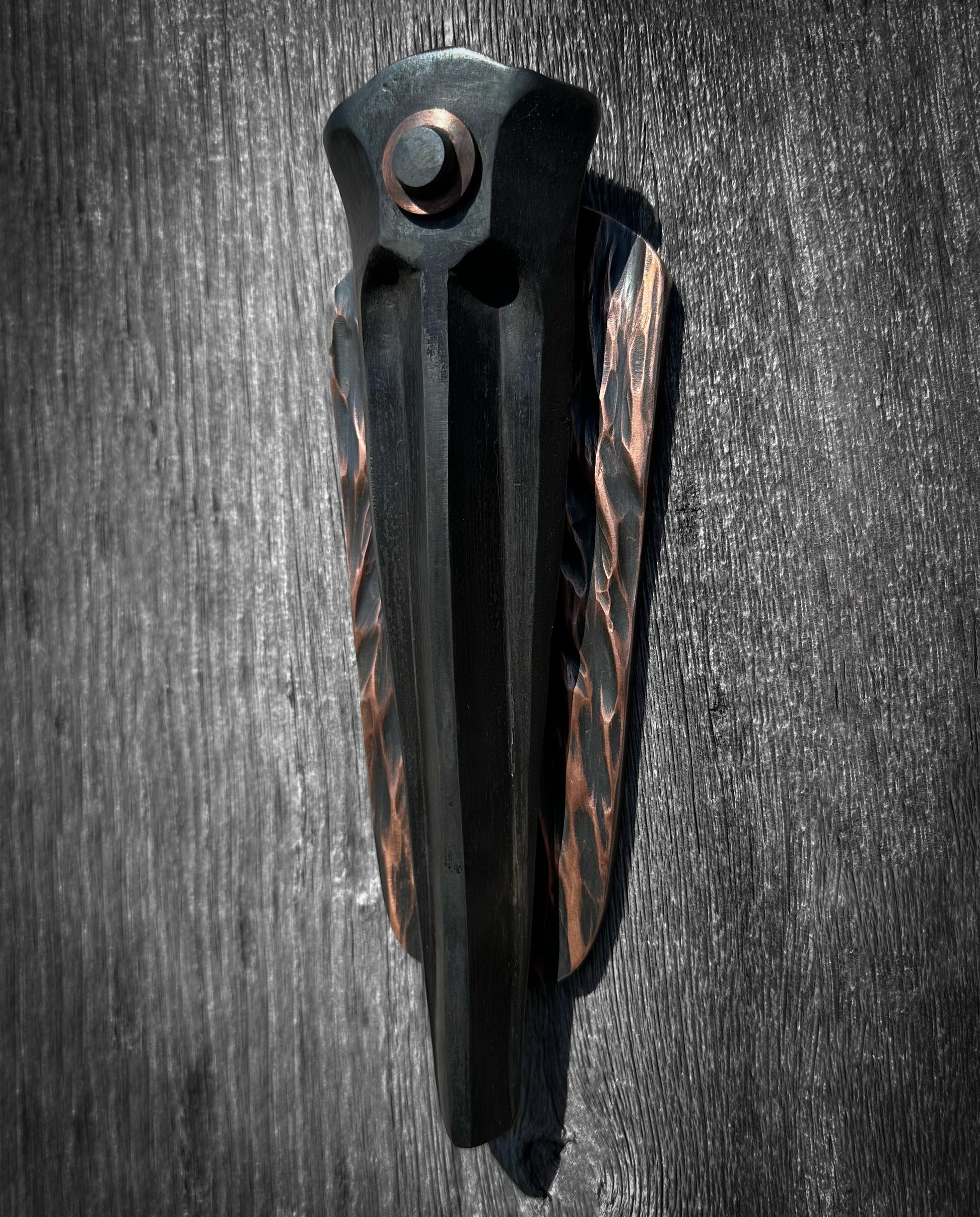 Sculpture Forged steel, copper - hot wax finish